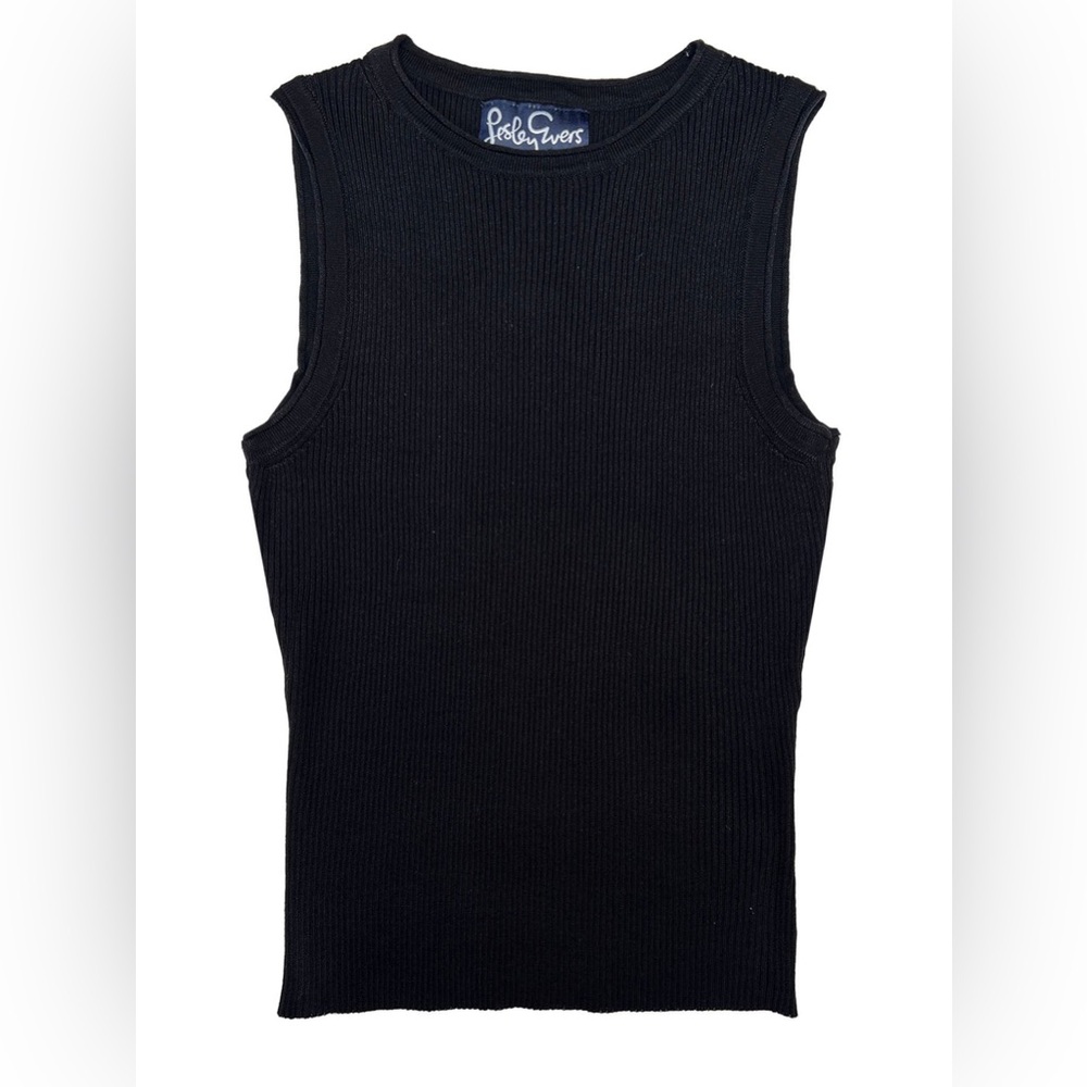 Lesley Evers Eve Black Ribbed Shell Tank Top XS/S